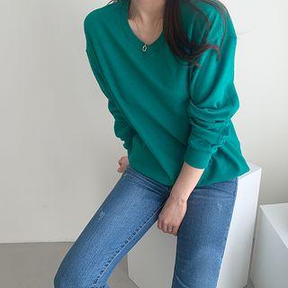 V-neck Dip-back Loose-fit Pullover
