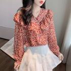 Frill Floral Floral Blouse