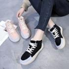 Color Block Lace-up High Top Sneakers