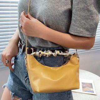 Faux Leather Plaid Handle Crossbody Bag