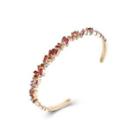 Elegant Plated Champagne Gold Open Bangle With Irregular Red Cubic Zircon Champagne - One Size