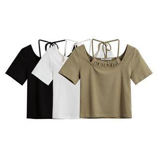 Short-sleeve Round-neck Halter Top