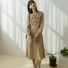 V Neck Color-block Long-sleeve Dress