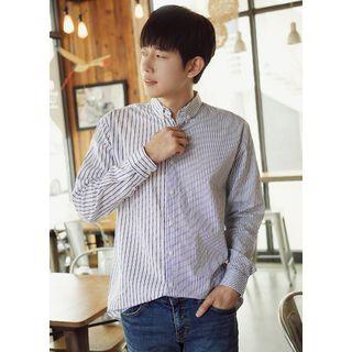 Long-sleeve Asymmetric-striped Shirt