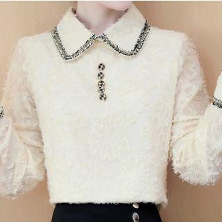 Contrast Trim Fleece-lined Top