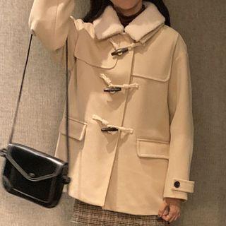 Fleece-collar Toggle-button Coat