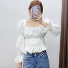 Puff-sleeve Frill Trim Crop Top