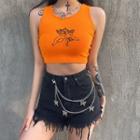 Cropped Embroidered Tank Top
