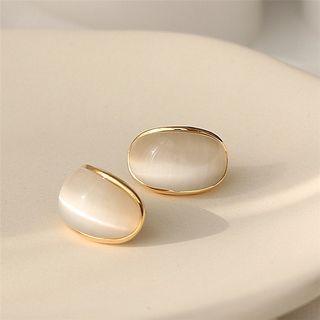 Cat Eye Stone Earring White - One Size