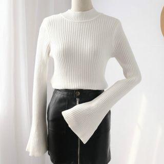 Bell-sleeve Mock-turtleneck Sweater