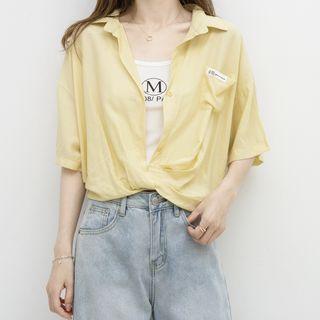 Set: Lettering Tank Top + Short-sleeve Shirt