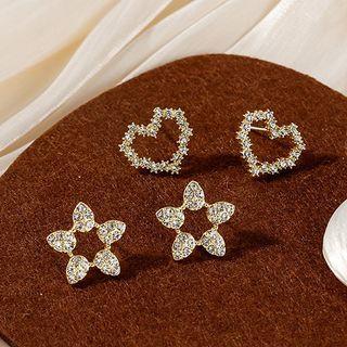 Heart / Flower Rhinestone Alloy Earring