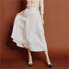 Band-waist Satin Maxi Flare Skirt