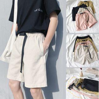 Belted Strap Plain Shorts