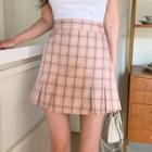 Box-pleated Plaid Miniskirt