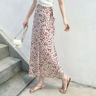 Heart Printed Wrapped Front Skirt