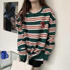Striped Sweatshirt Green & Red - One Size