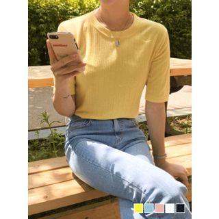 Slim-fit Pastel-color Ribbed Top