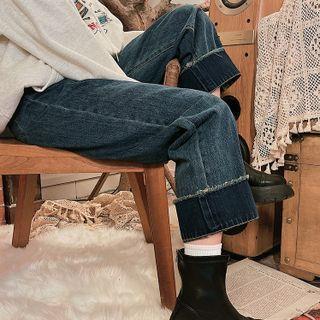 High Waist Washed Loose Fit Jeans