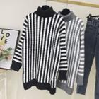 Turtleneck Striped Midi Sweater Dress