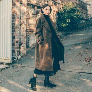 Double-breasted Belted-sleeve Coat