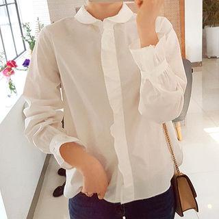 Round-collar Frill-sleeve Blouse