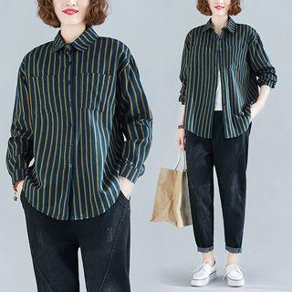 Striped Cropped Long-sleeve Shirt