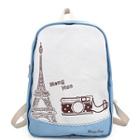 Eiffel Tower Print Canvas Backpack