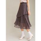 J-size - Wide-ruffle Long Chiffon Skirt