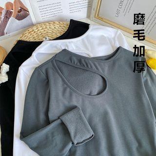 Fleece-lined Cutout Slim-fit T-shirt
