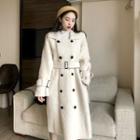 Wool Blend Long Coat White - One Size