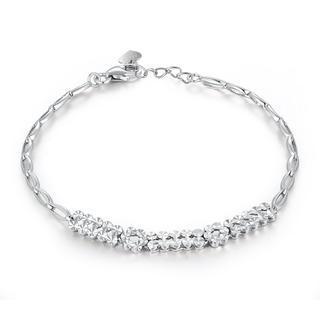 14k White Gold Diamond Cut Flower Bracelet (6.5)