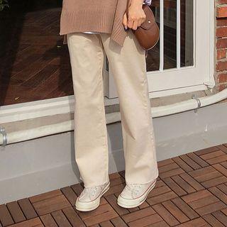 Banded-waist Wide-fit Cotton Pants