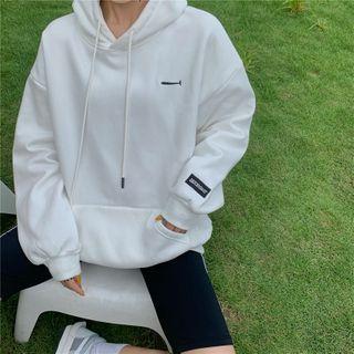 Embroidered Fish Drawstring Hoodie