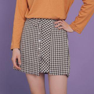 Checked Mini Skirt Coffee - S
