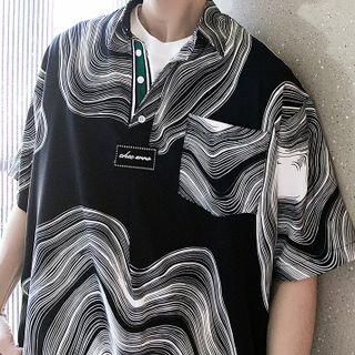 Short Sleeve Pocket Front Print Shirt