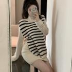 Striped Sweater Vest / Mini Skirt