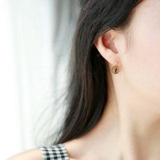 18k Gold Plated Alloy Coin Dangle Earring As Shown In Figure - One Size