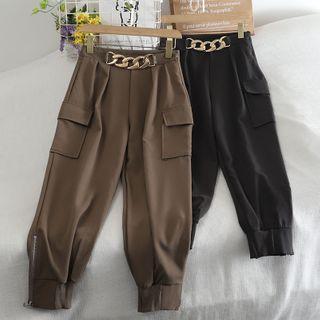 Chain-accent Side Pocket Cargo Pants