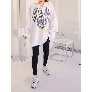 Lace-up Printed Oversized Hoodie