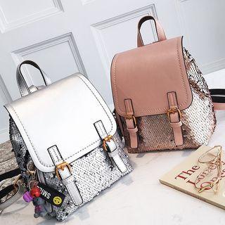 Sequined Buckled Backpack
