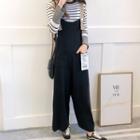 Set: Striped Long-sleeve Knit Top + Wide-leg Jumper Pants