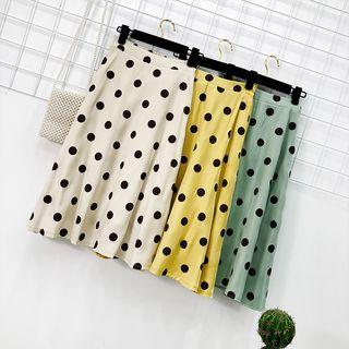 Polka-dot Satin A-line Skirt