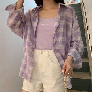 Spaghetti Strap Top / Plaid Shirt
