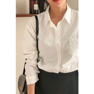 Pocket-patch Plain Shirt Ivory - One Size