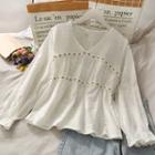 Eyelet Embroidered Loose Top White - One Size