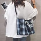Ribbon Plaid Nylon Tote Bag