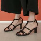 Genuine Leather Chunky-heel Strappy Sandals