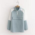 Half-zip Color Panel Sweatshirt Blue - One Size