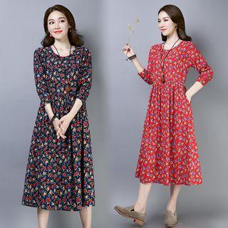 Floral Round-neck Medium Maxi Dress